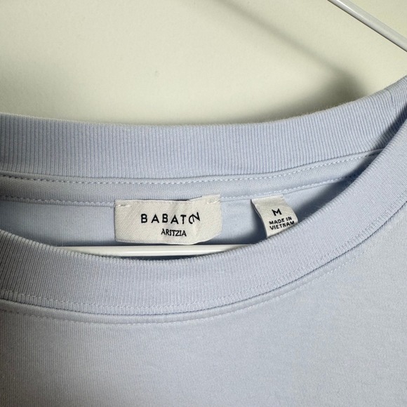 Babaton Aritzia Light Blue InterLock Cotton Pegasus T-Shirt Medium - Picture 4 of 4